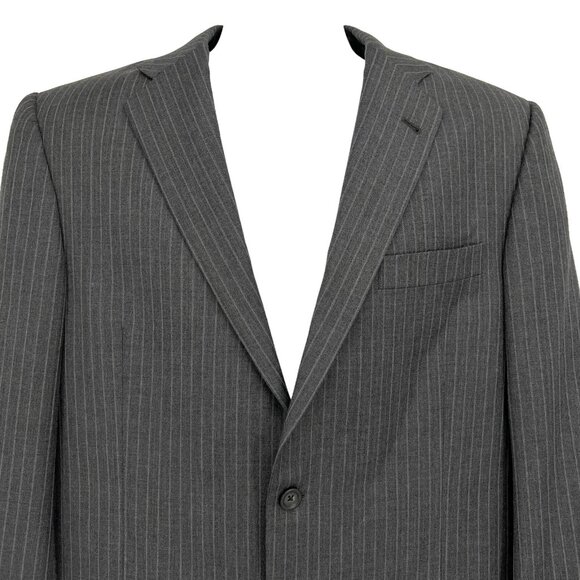 BURBERRY London Men’s 100% Wool Two Vents Stripe Grey Blazer Size 42 Long USA - Picture 4 of 14